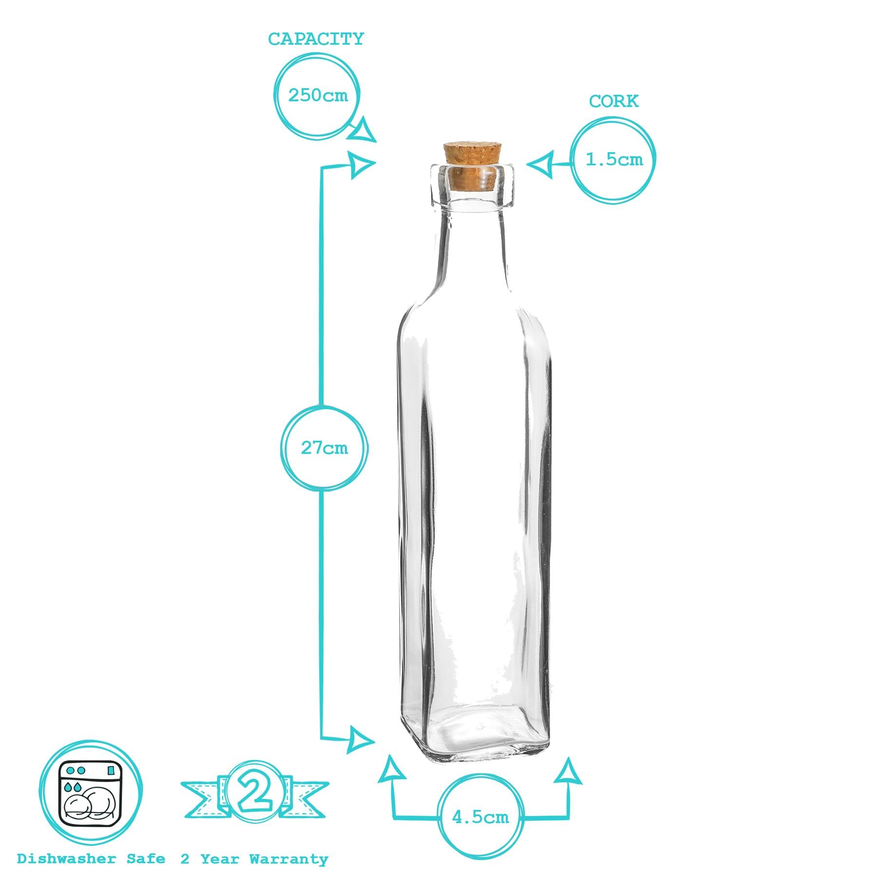 Olive Oil Pourer Bottle with Cork Lid - 250ml