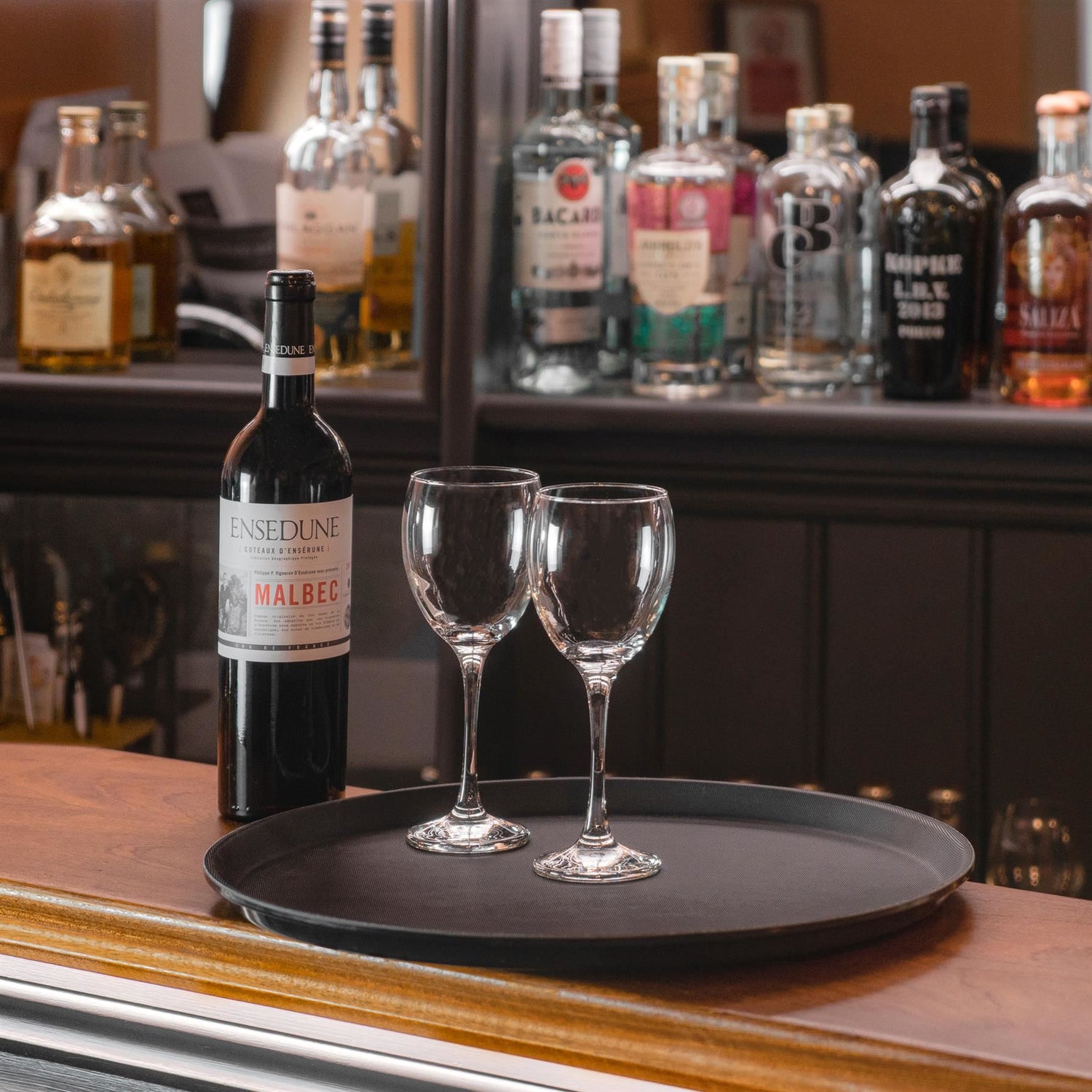 Black 45cm Round Non-Slip Serving Tray
