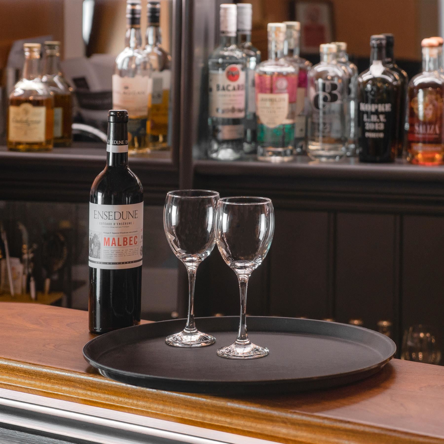 Black 45cm Round Non-Slip Serving Tray