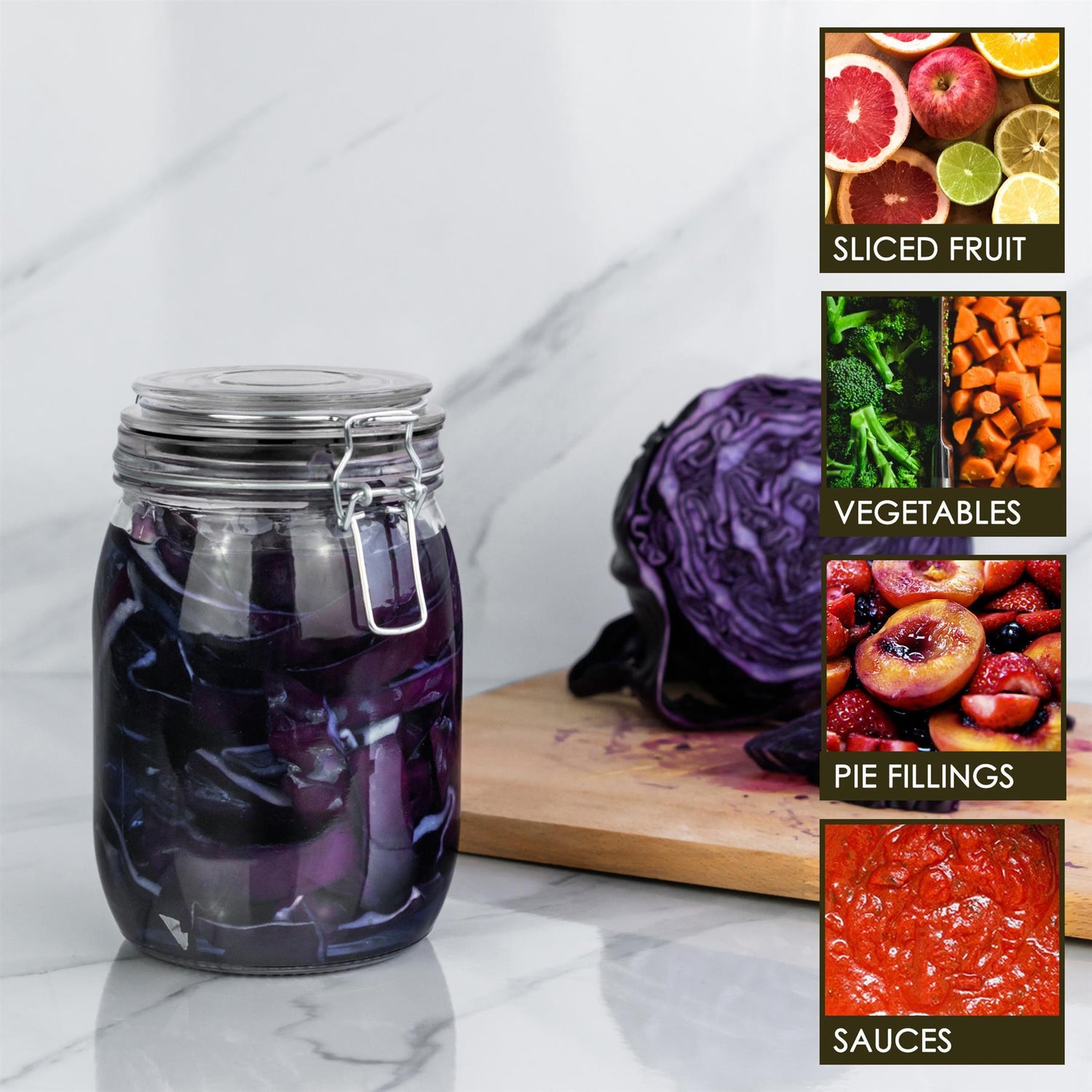 Glass Storage Jar - 1 Litre - Black Seal