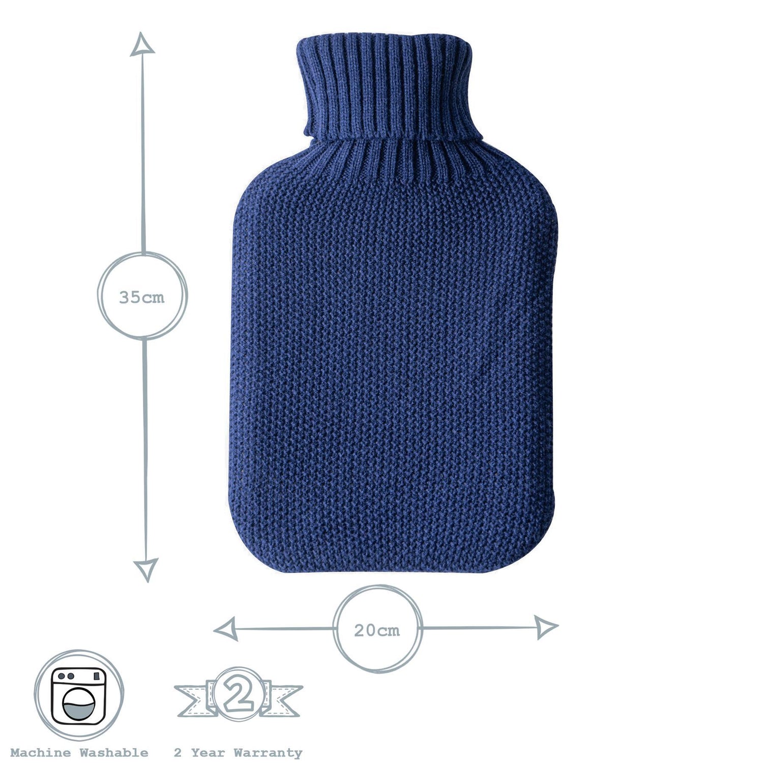 Hot Water Bottle Cover - Knitted - Midnight Blue