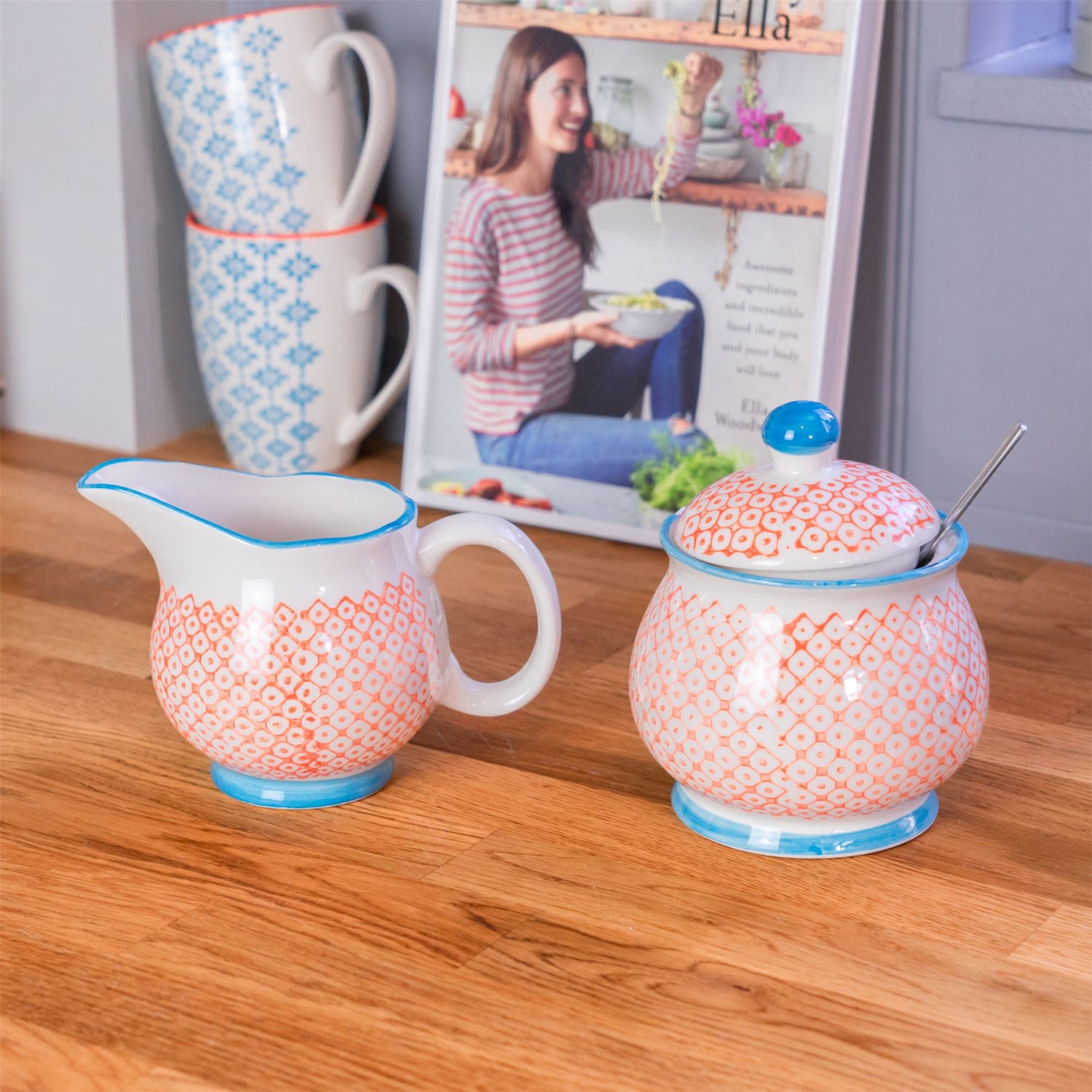 Hand-Printed Milk Jug - 300ml - Orange