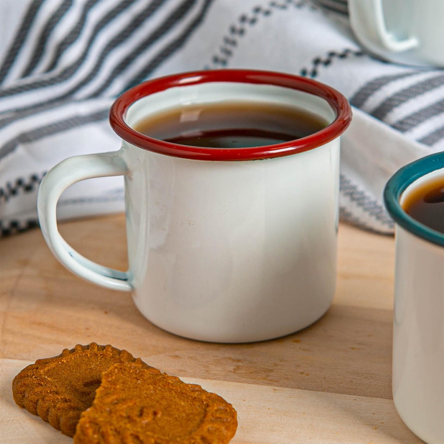 White Enamel Espresso Cup - 130ml - Red