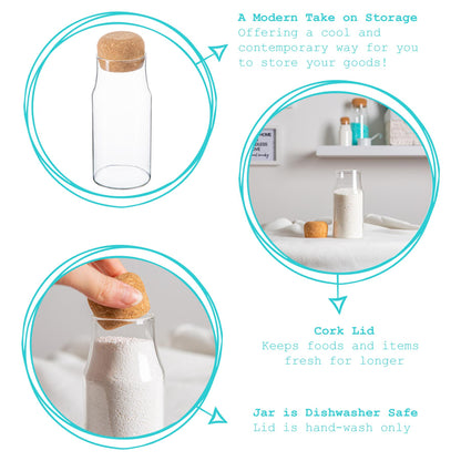 Glass Storage Bottle with Cork Lid - 375ml