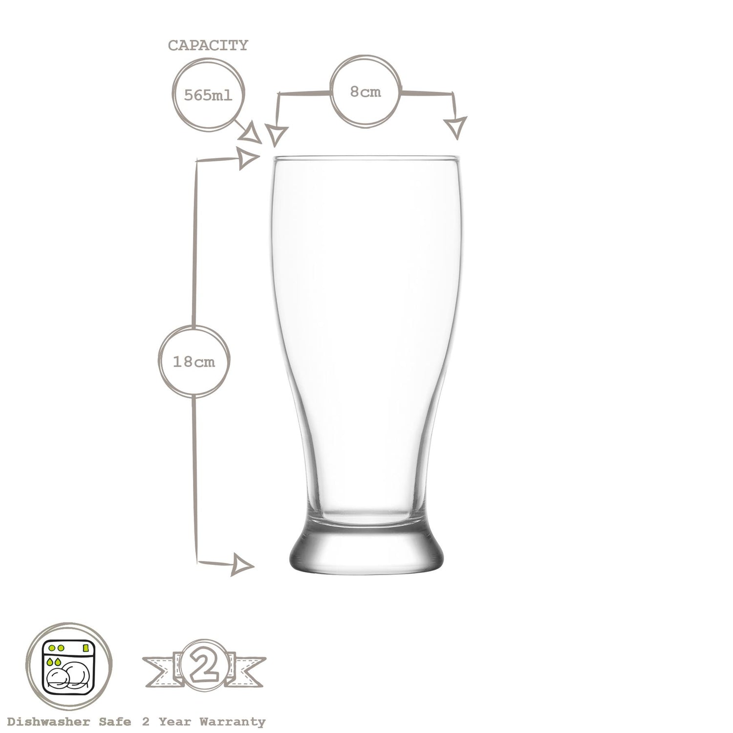 Brotto Classic Beer Glass - 565ml