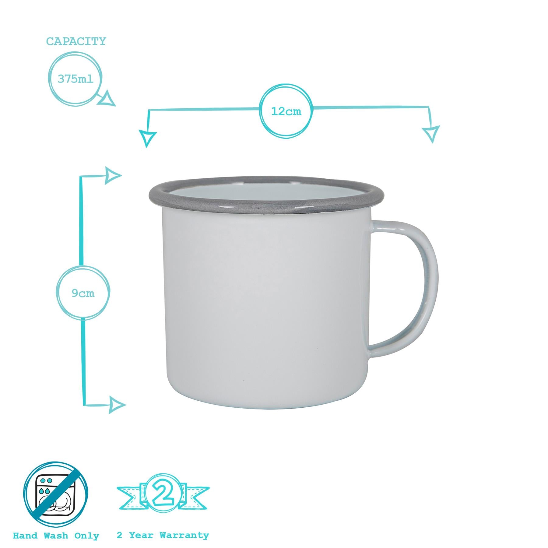 White Enamel Mug - 375ml - Grey