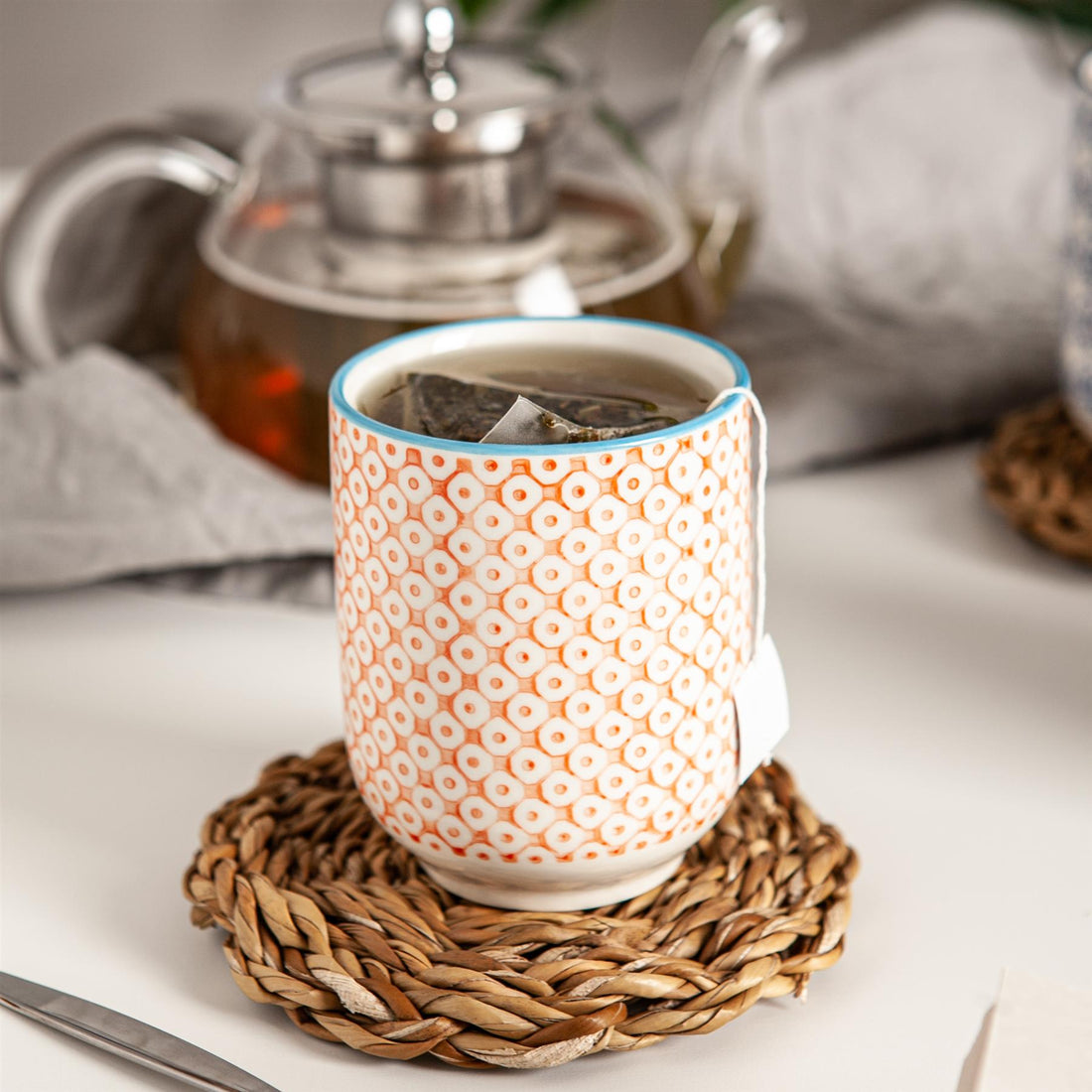 Hand-Printed Porcelain Tumbler - 280ml - Orange