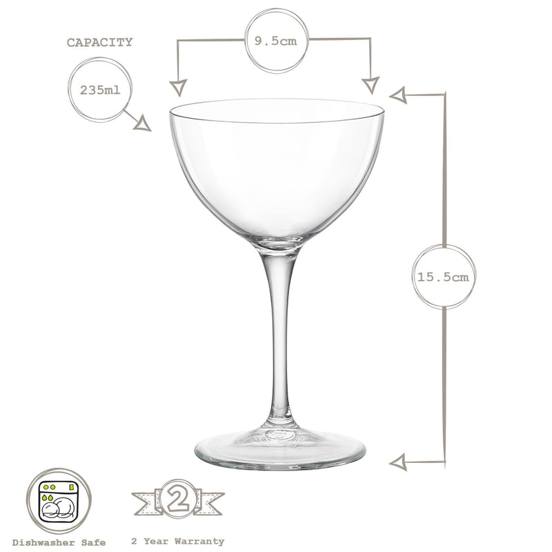 235ml Bartender Novecento Martini Glass - By Bormioli Rocco