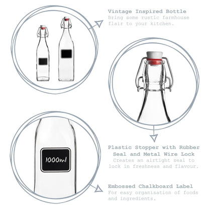 Lavagna Glass Swing Top Bottle with Chalkboard Label - 500ml