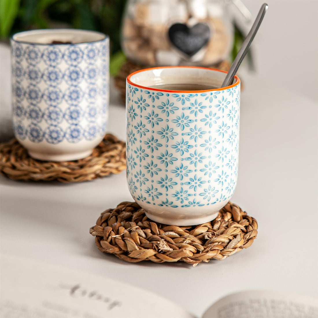Hand-Printed Porcelain Tumbler - 280ml - Light Blue