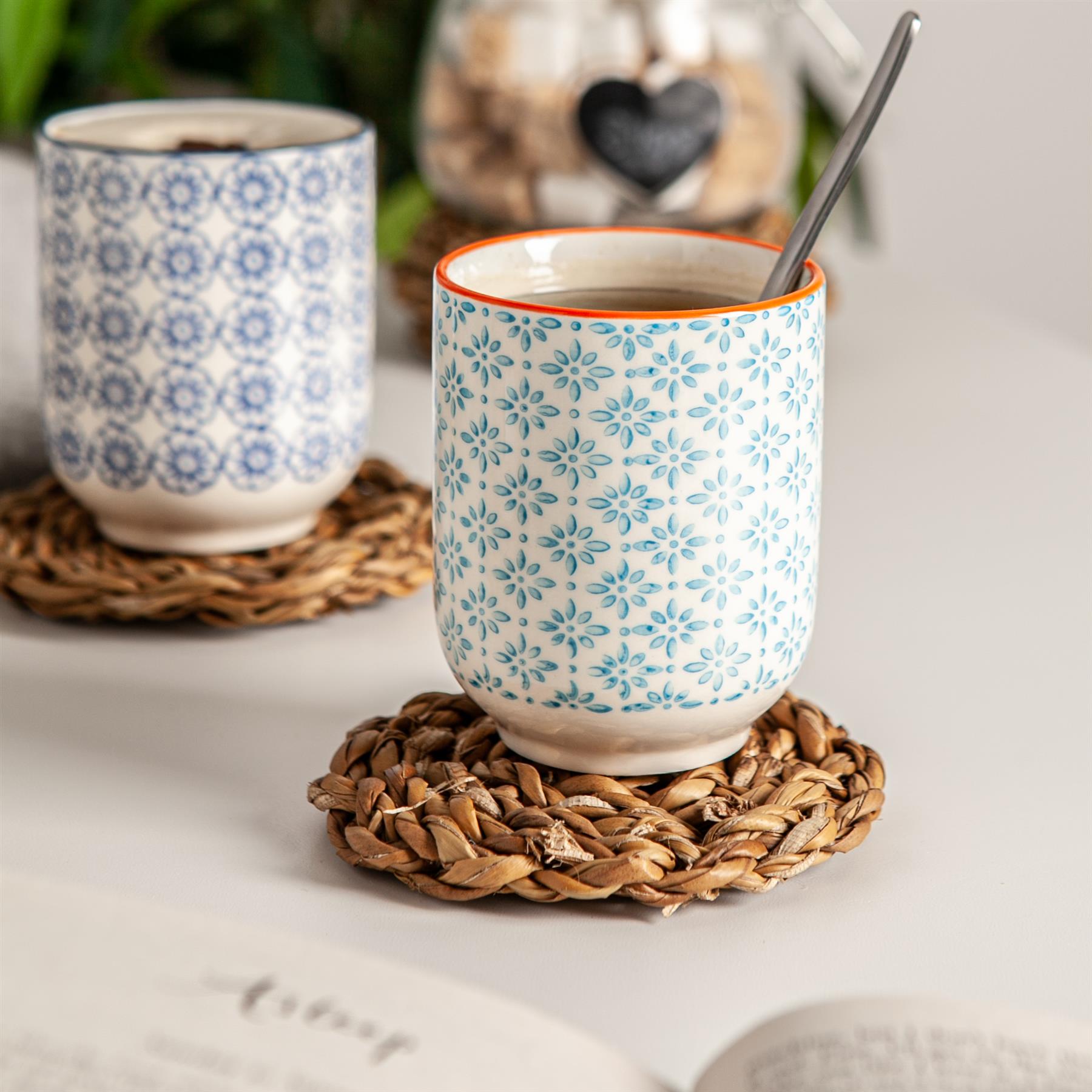 Hand-Printed Porcelain Tumbler - 280ml - Light Blue