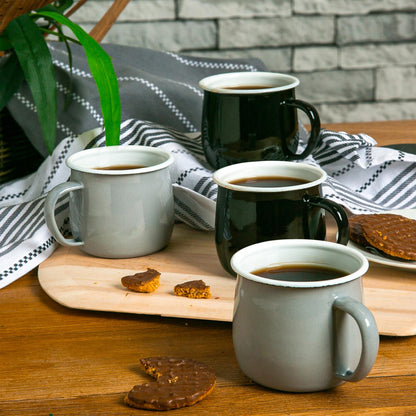 Coloured Enamel Belly Mug - 375ml - Black