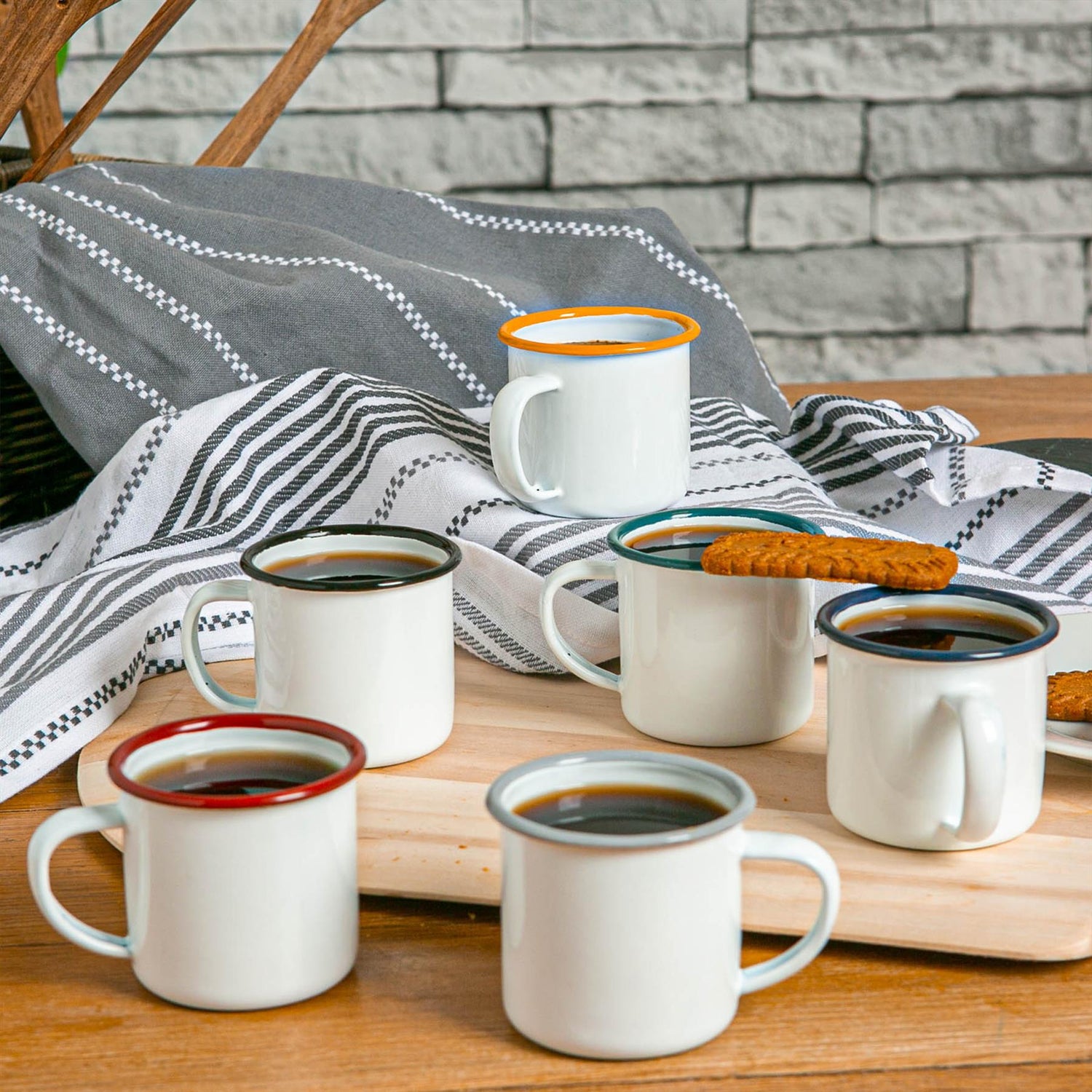 White Enamel Espresso Cup - 130ml - Red
