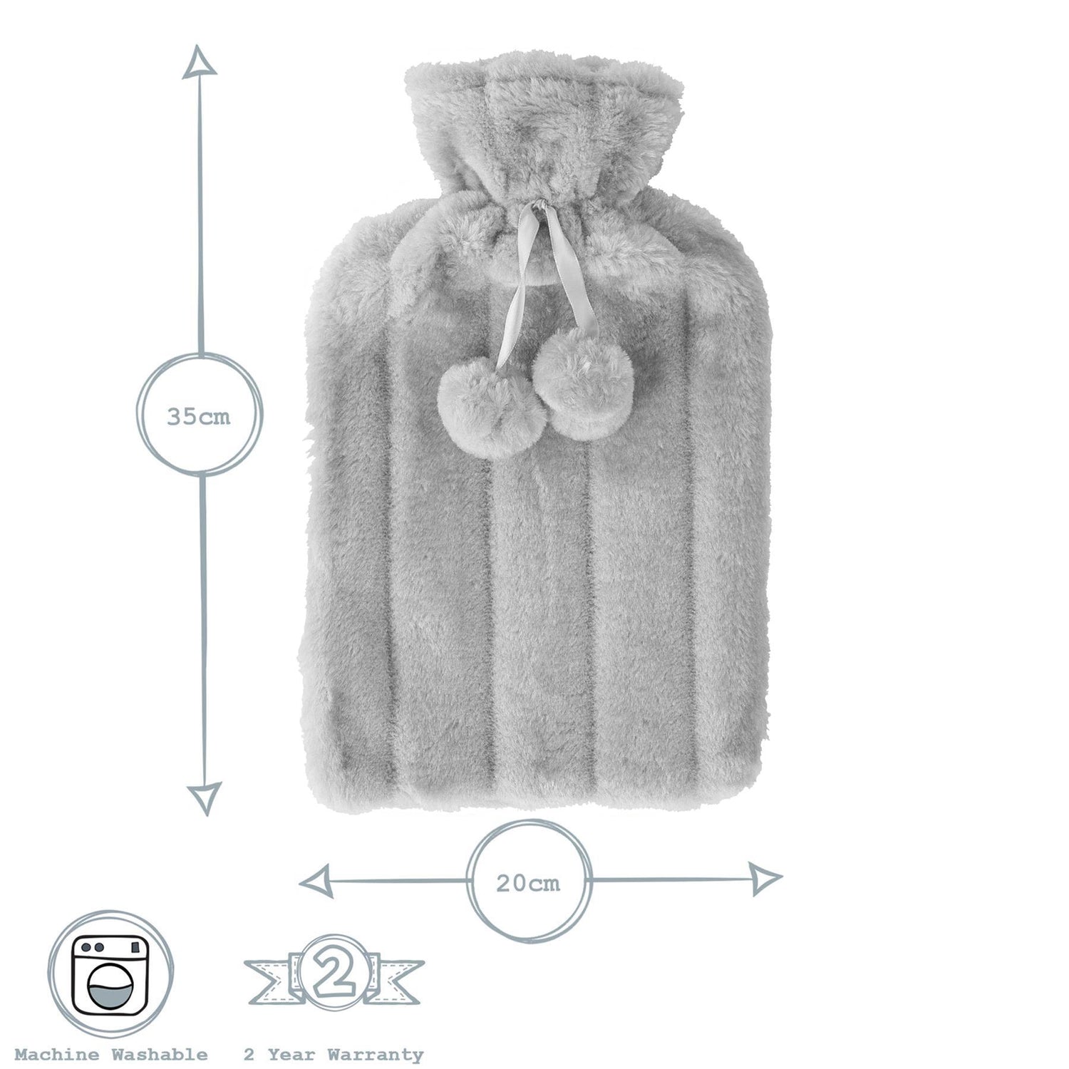 Plush Hot Water Bottle Cover - 20cm - Cream