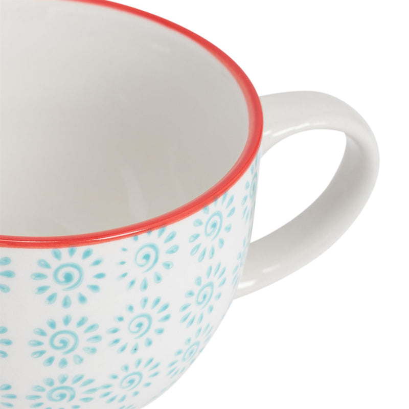 Nicola Spring Hand-Printed Cappuccino Cup - 250ml - Turquoise