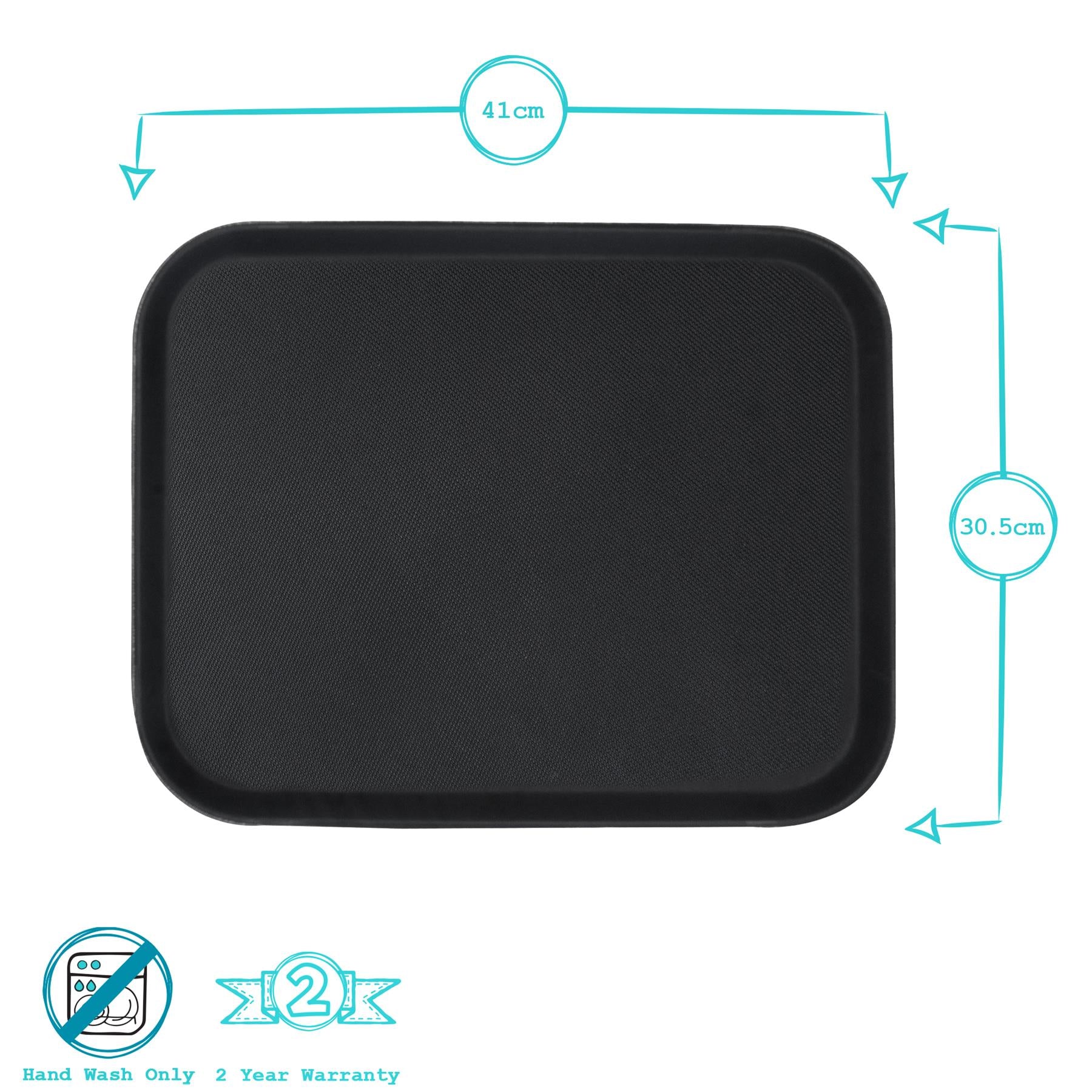 Black 40cm x 30cm Rectangle Non-Slip Serving Tray