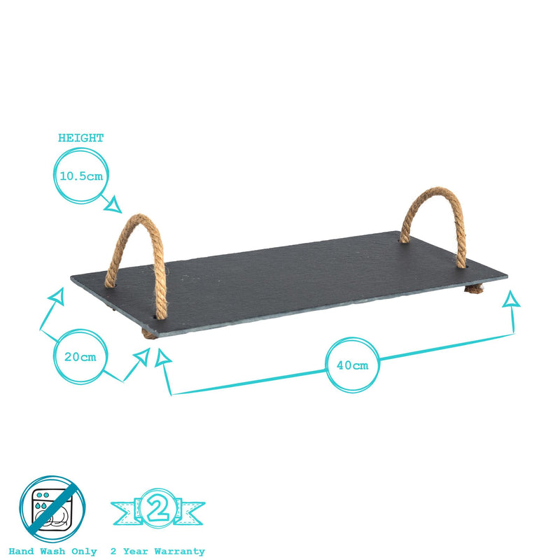 Rope Handle Slate Serving Platter - By Argon Tableware