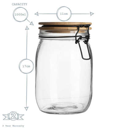 Storage Jar with Wooden Lid - 1000ml - Black Seal