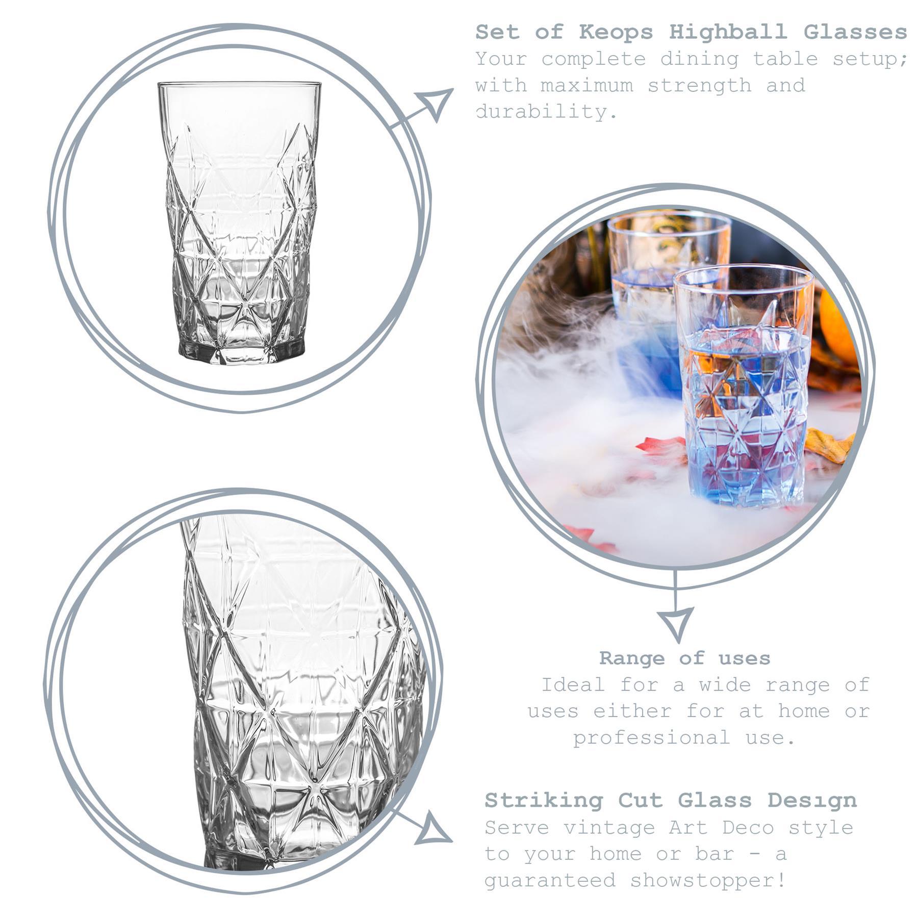 Keops Art Deco Highball Glass - 460ml
