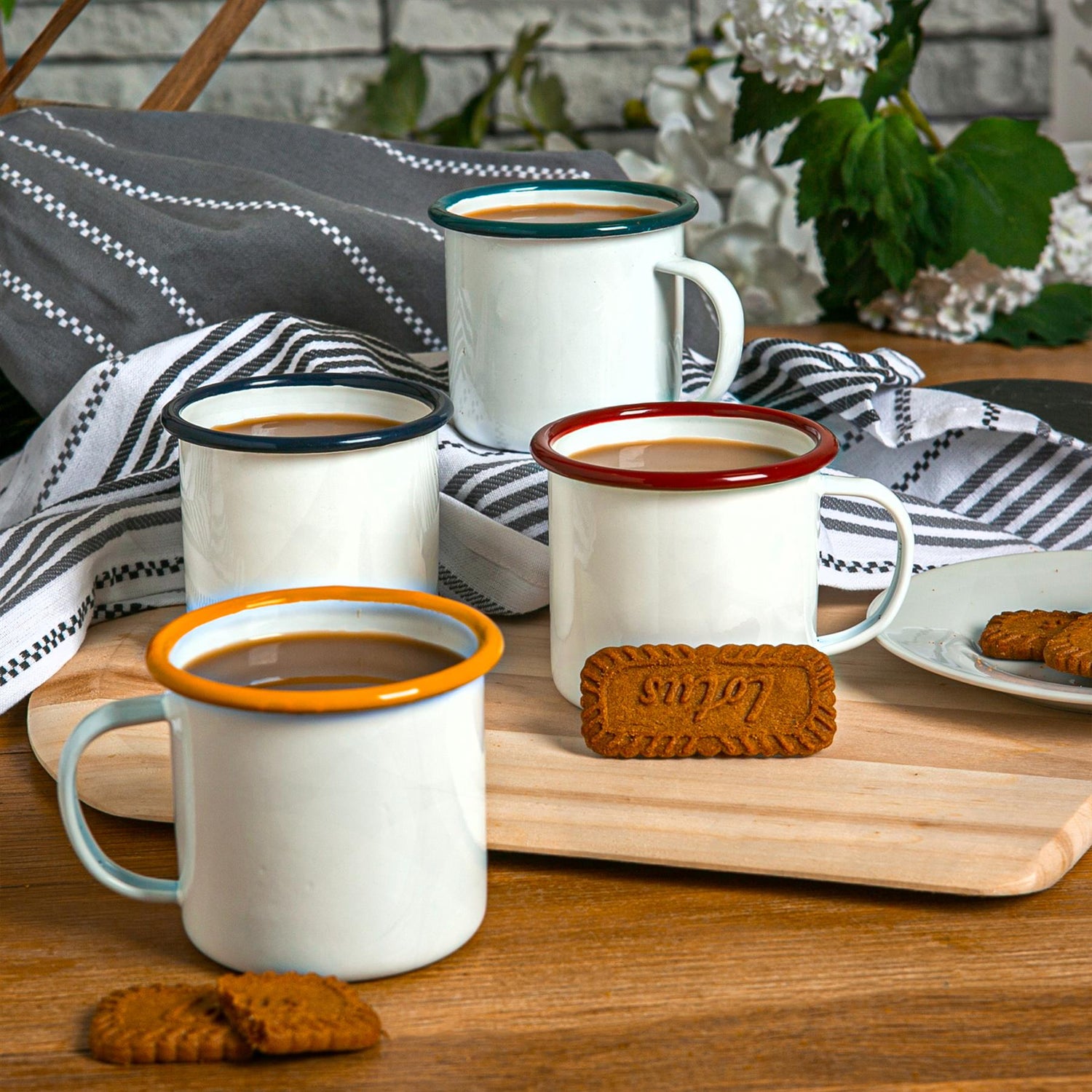 White Enamel Mug - 375ml - Navy