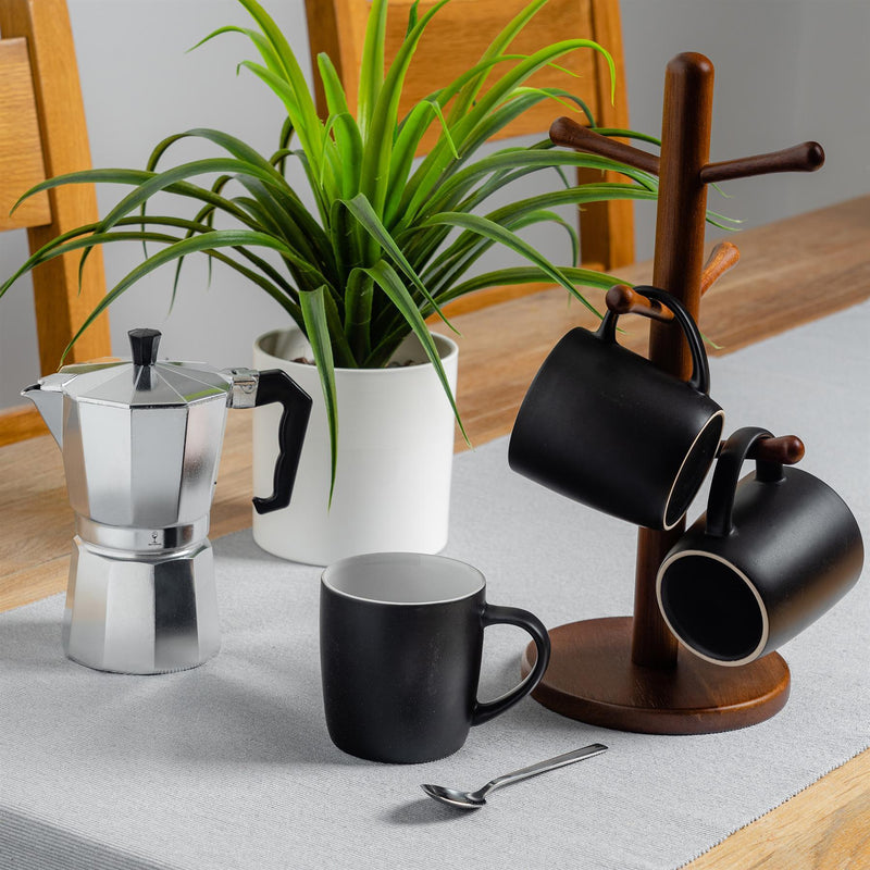 Argon Tableware Contemporary Coffee Mug - Black Matt - 350ml Overhead