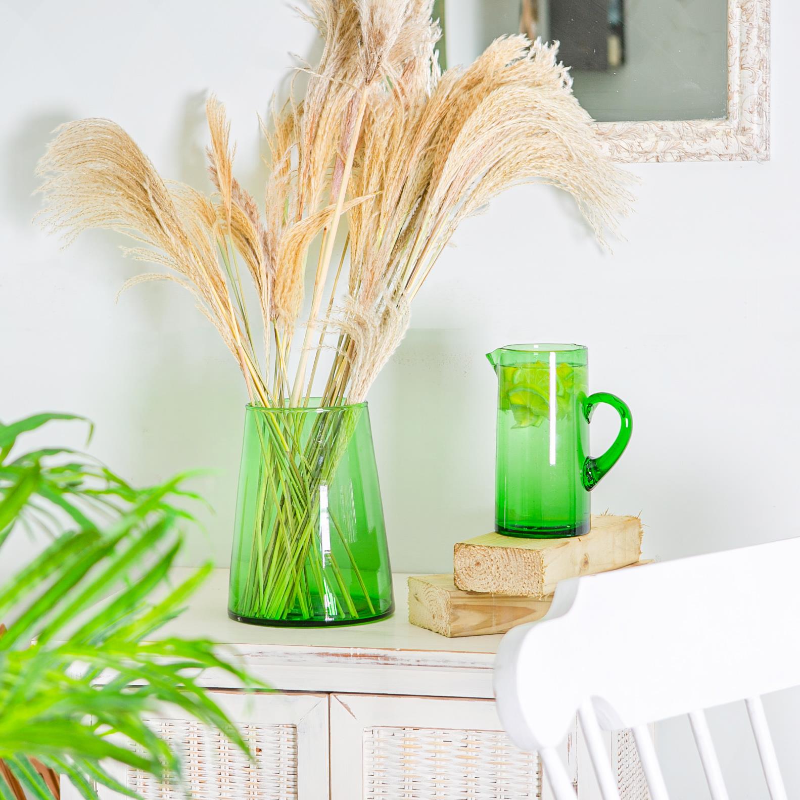 Jebel Recycled Glass Large Vase - Green