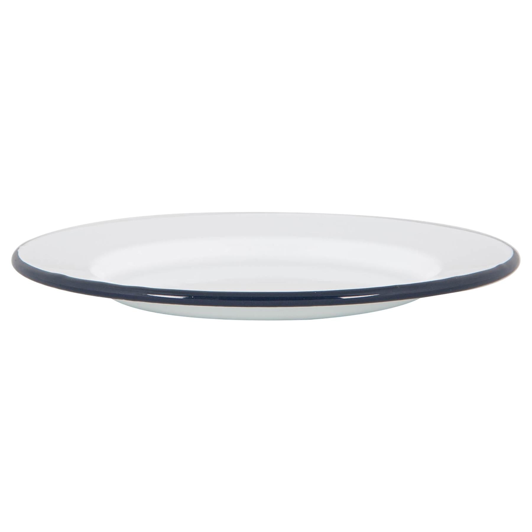White Enamel Dinner Plate - 25.5cm - Navy