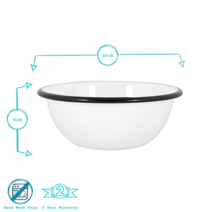 White Enamel Bowl - 16cm - Black