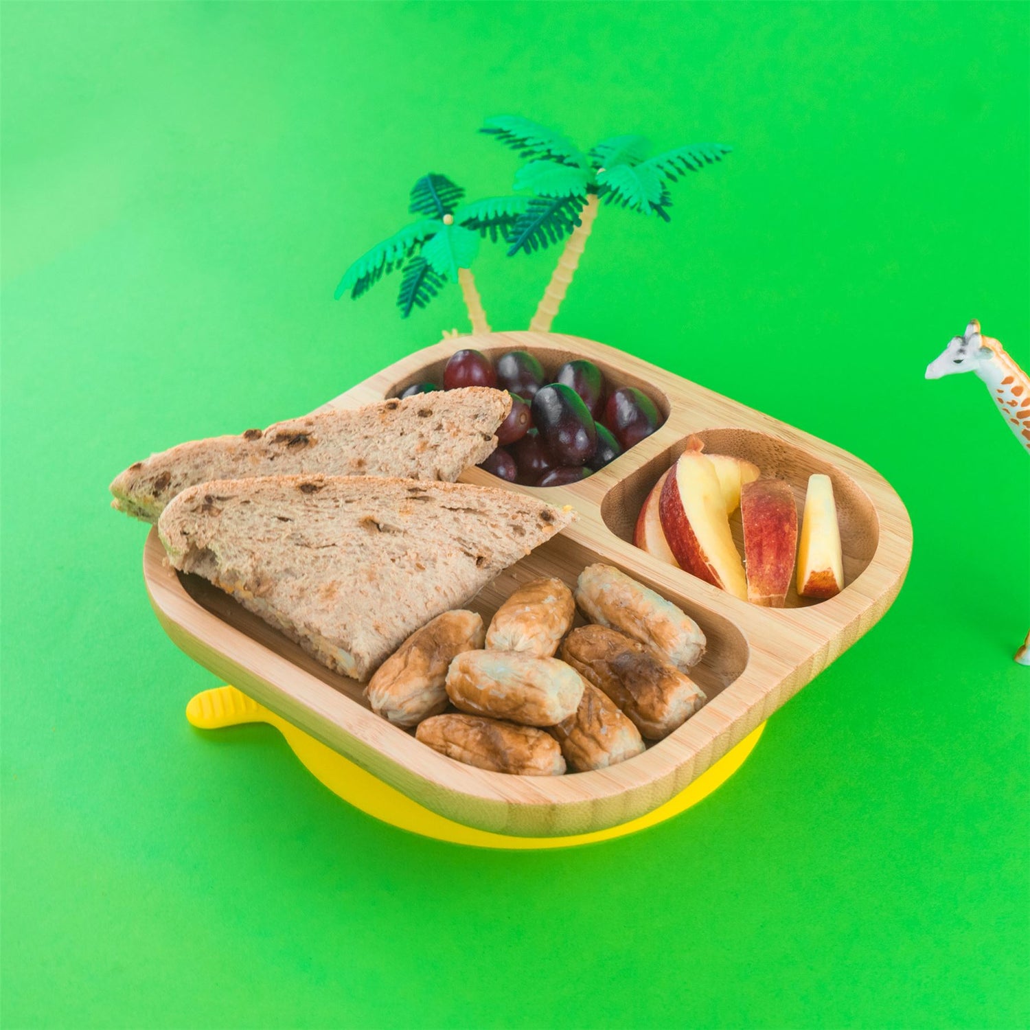 Kids Bamboo Suction Plate - Square - Brown