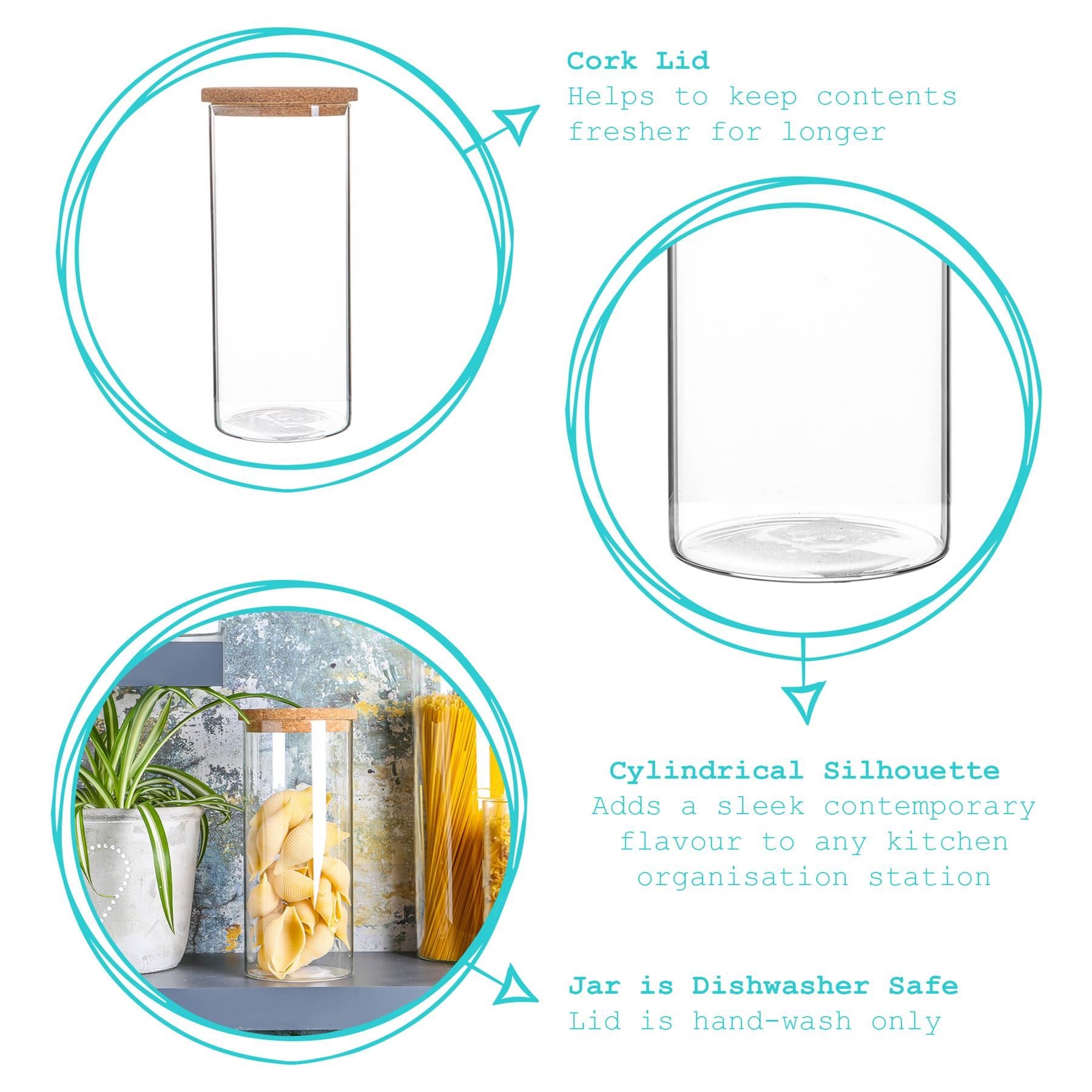 Glass Storage Jar with Cork Lid - 1.5 Litre