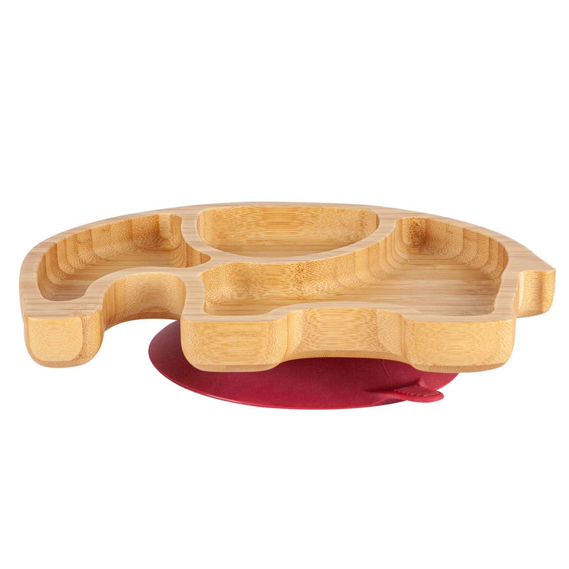Tiny Dining Bamboo Kids Elephant Suction Plate - Red