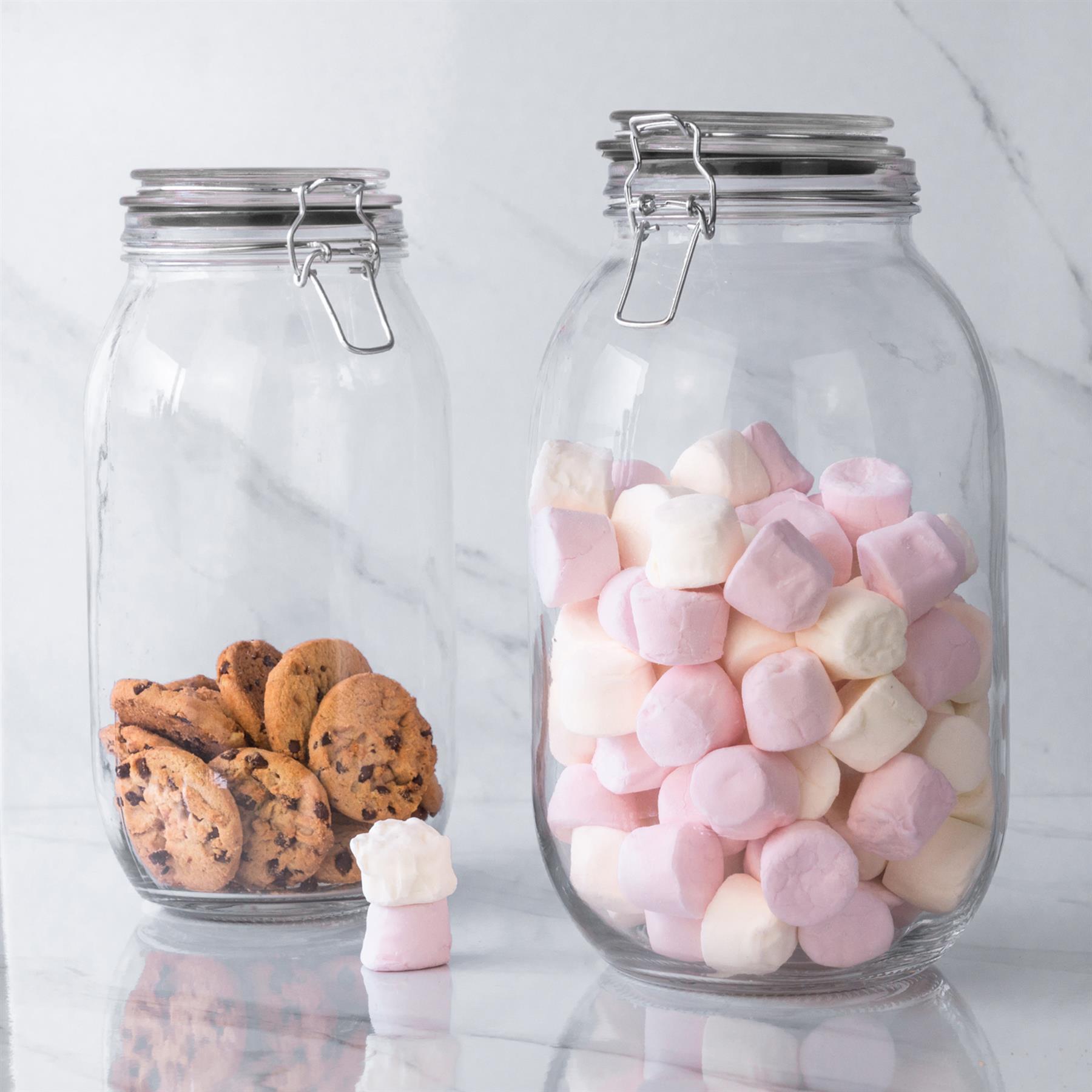 Glass Storage Jar - 2 Litre - Black Seal