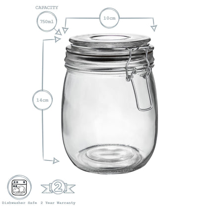 Glass Storage Jar - 750ml - Black Seal