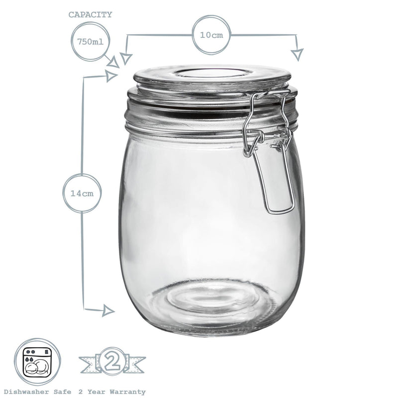 Argon Tableware Glass Storage Jar - 750ml - Black Seal