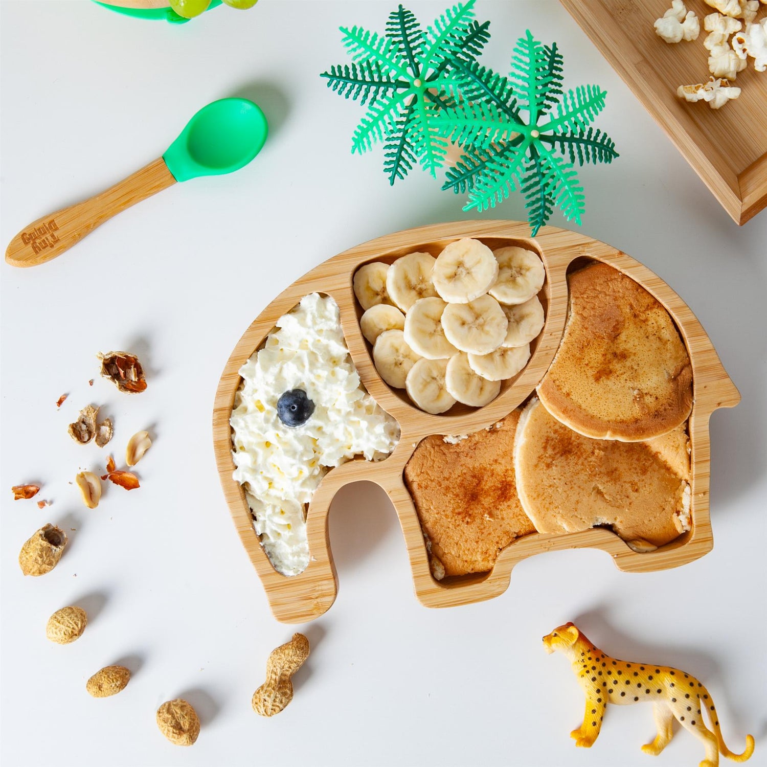 Kids Bamboo Suction Plate - Elephant - Brown