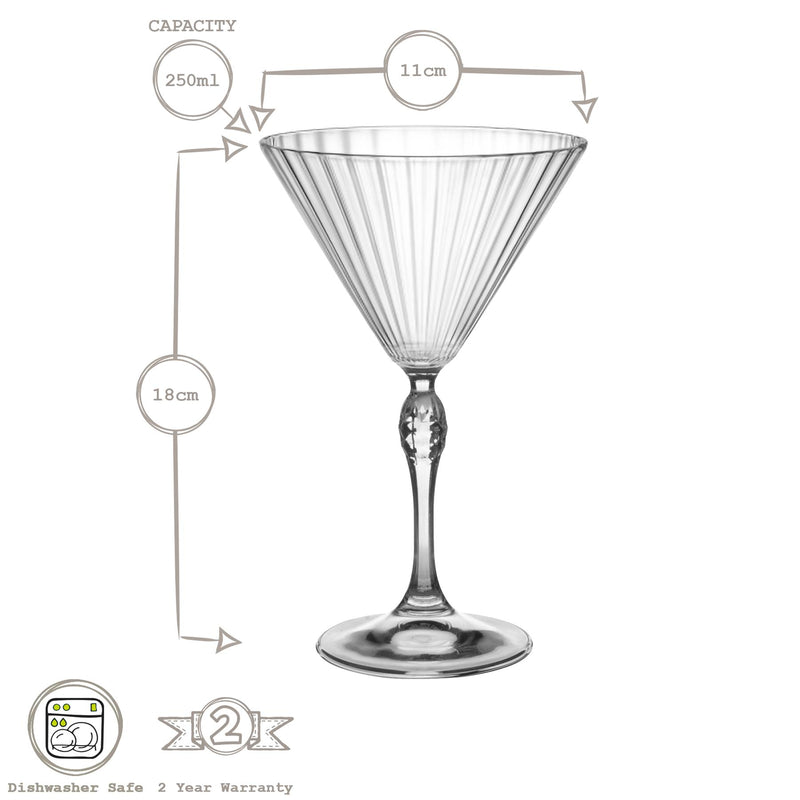 250ml America '20s Martini Glass - By Bormioli Rocco
