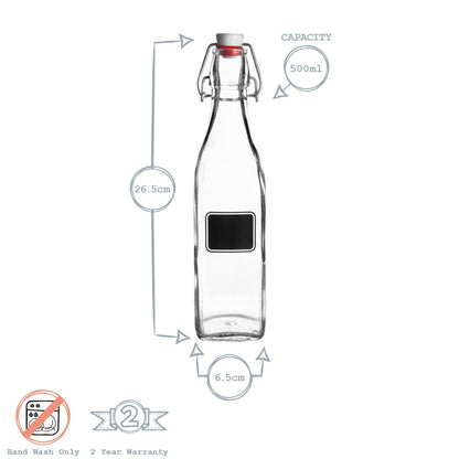 Lavagna Glass Swing Top Bottle with Chalkboard Label - 500ml