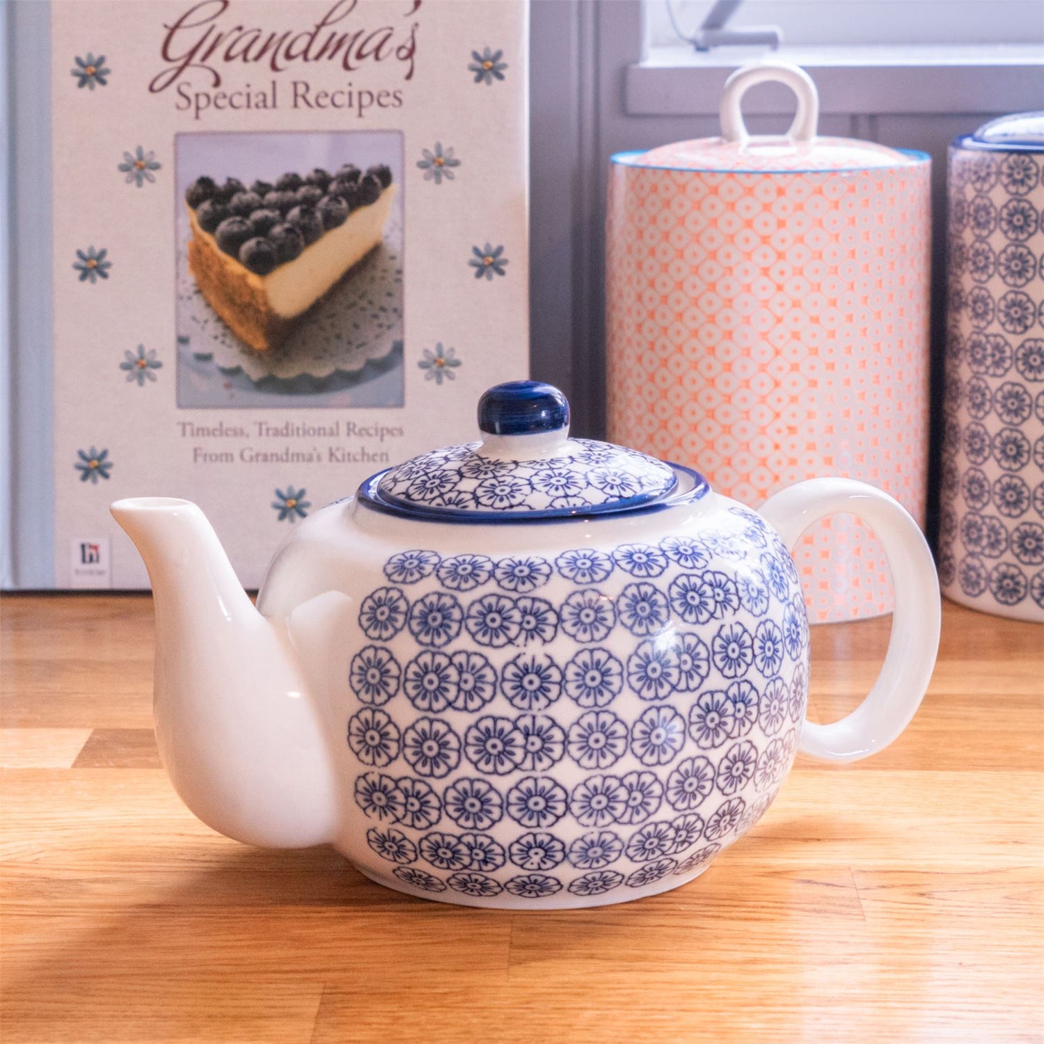 Hand-Printed Teapot - 820ml - Navy