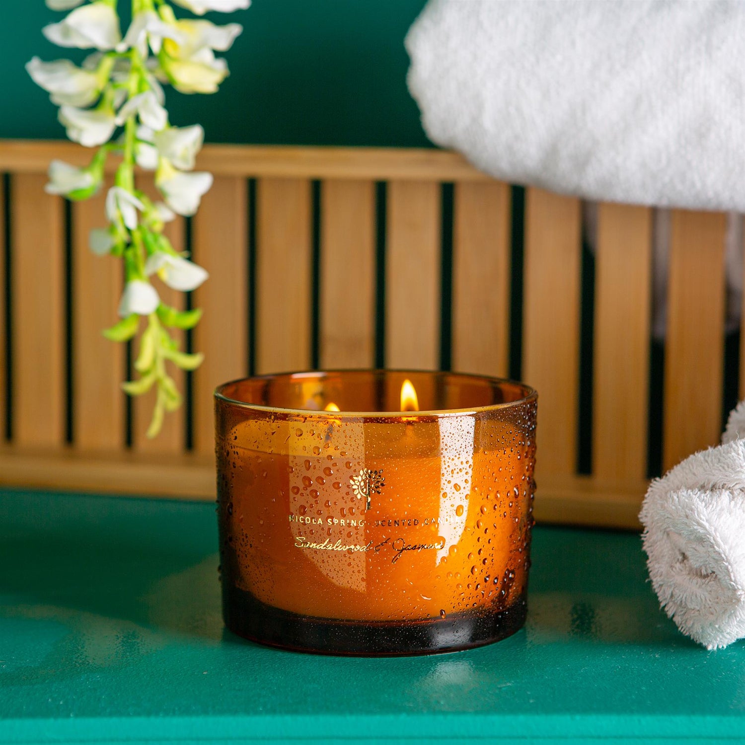 350g Double Wick Sandalwood &amp; Jasmine Soy Scented Wax Candle