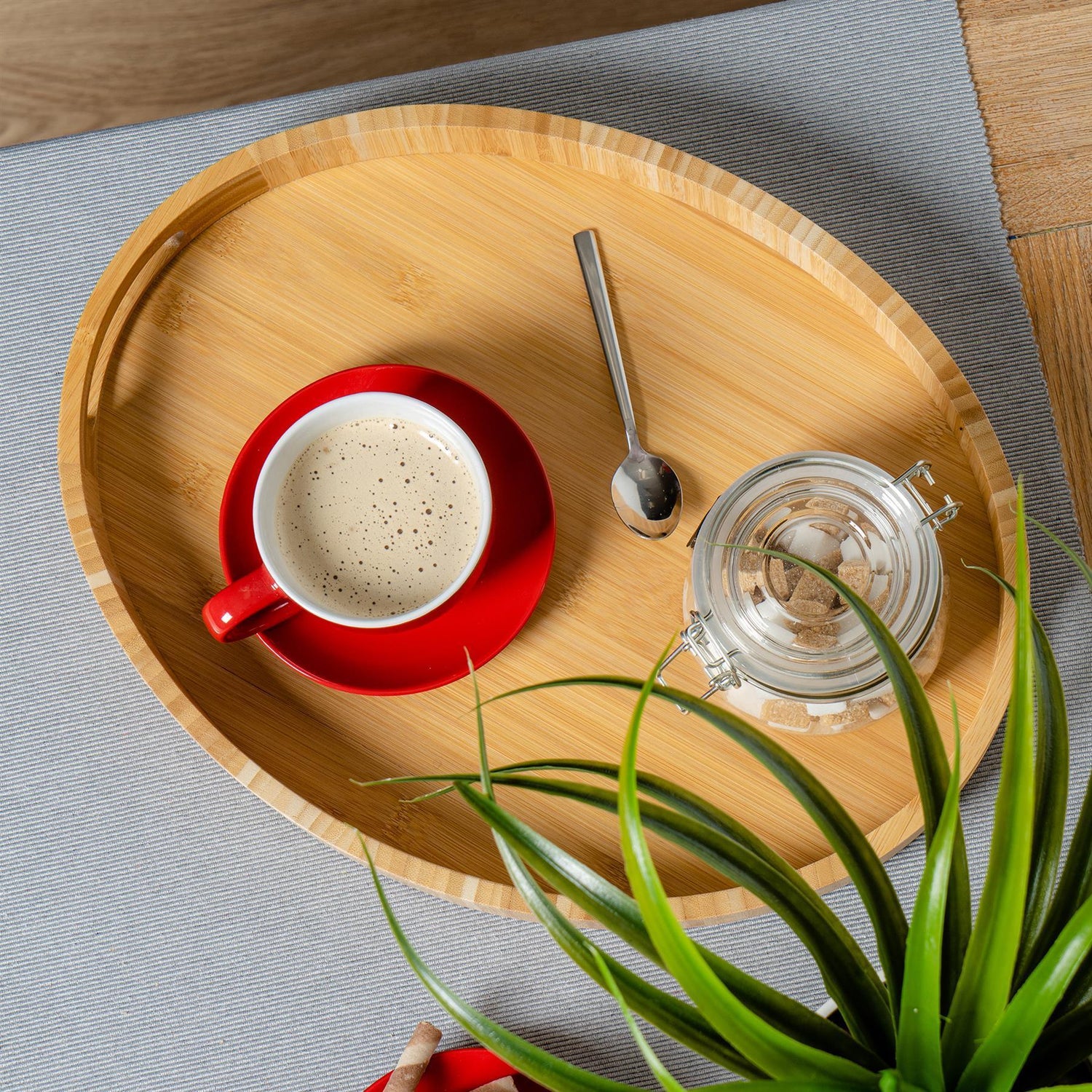 Argon Tableware Coloured Cappuccino Cup - Red - 250ml with Nicola Spring Embossed Heart Glass Storage Jar