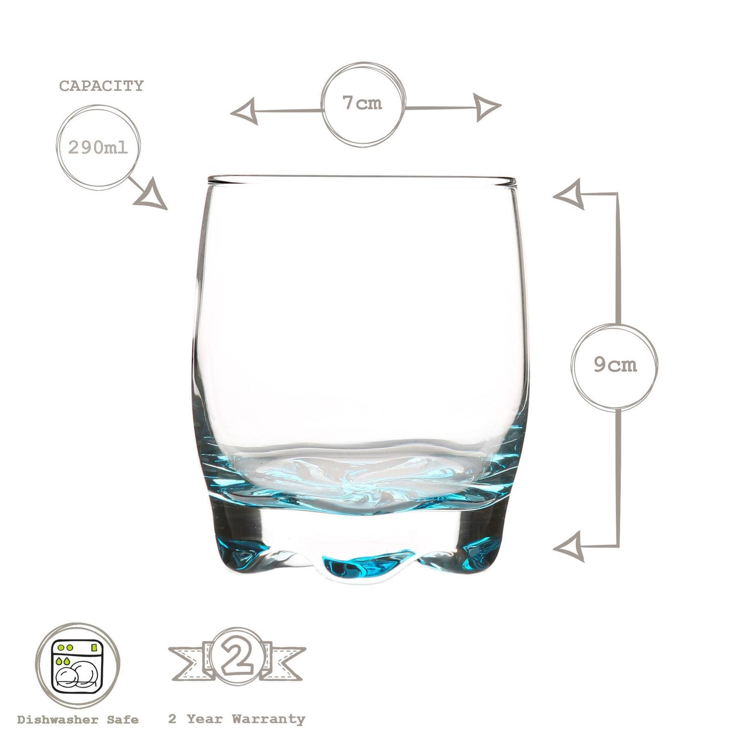 6 Piece Adora Rainbow Whisky Glasses Set - 290ml