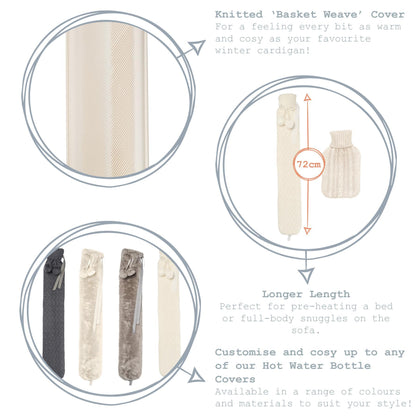 Long Hot Water Bottle - Cream