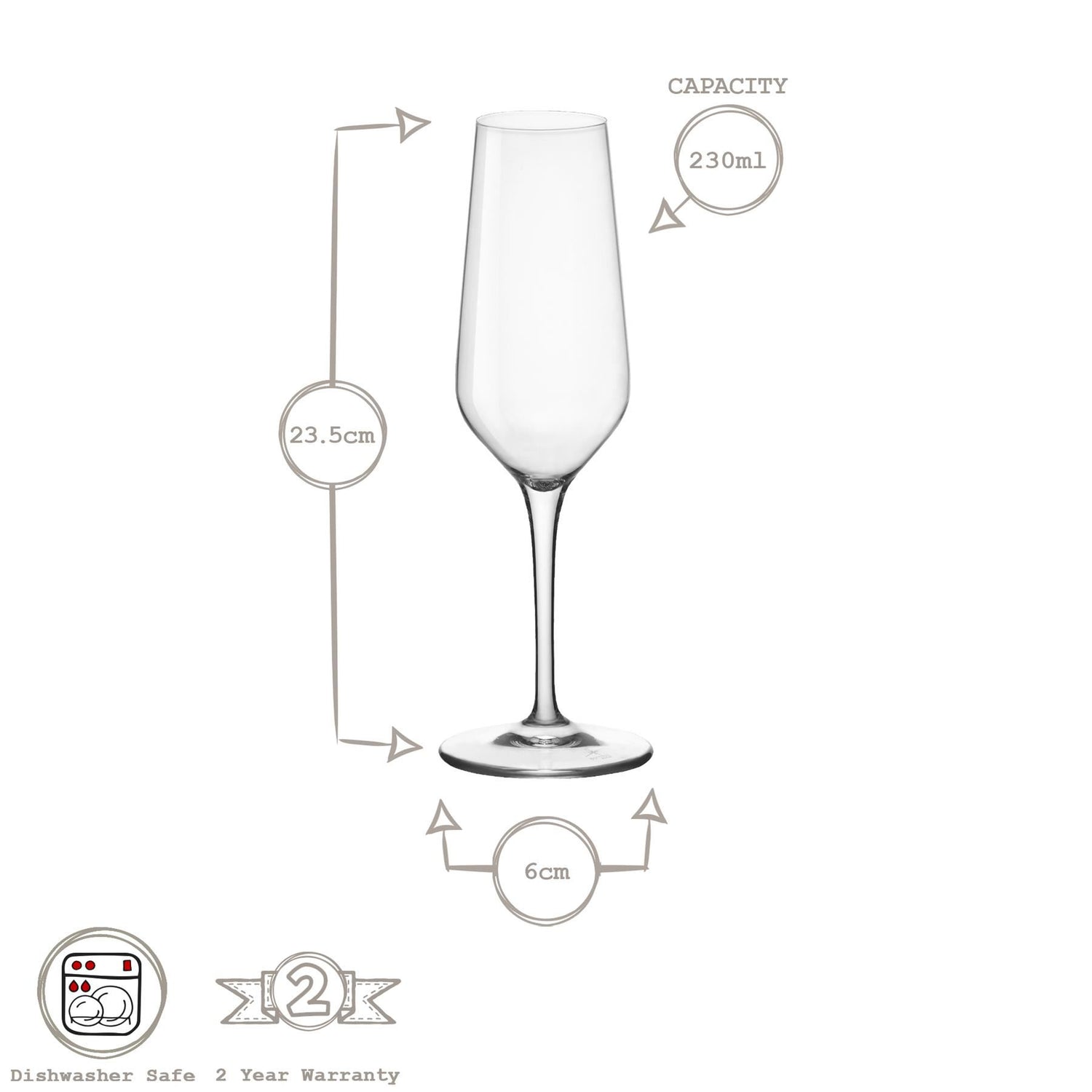 230ml Electra Glass Champagne Flute