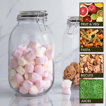 Glass Storage Jar - 3 Litre - Black Seal