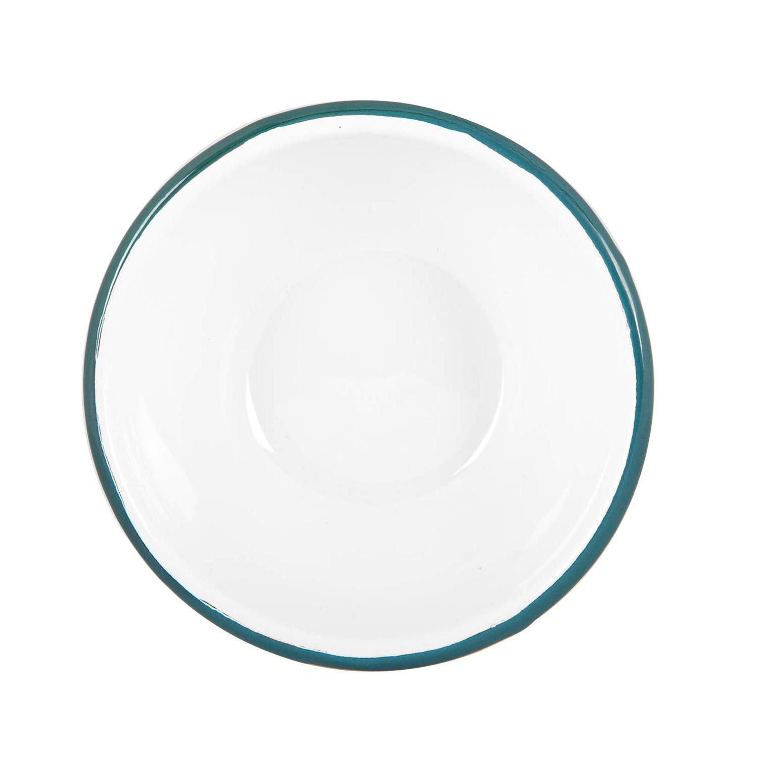White Enamel Bowl - 16cm - Green