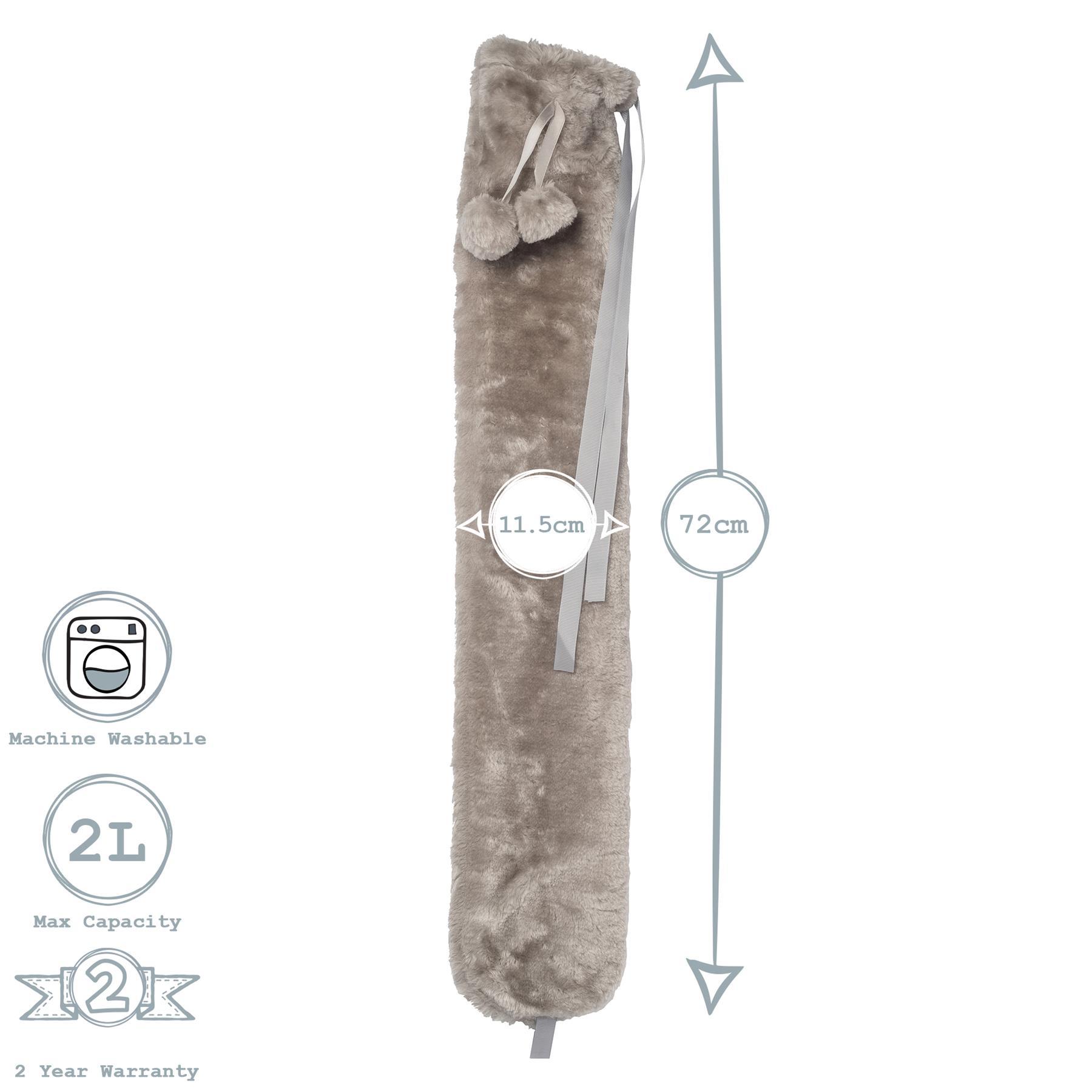 Long Hot Water Bottle Cover - Plush - Dark Grey