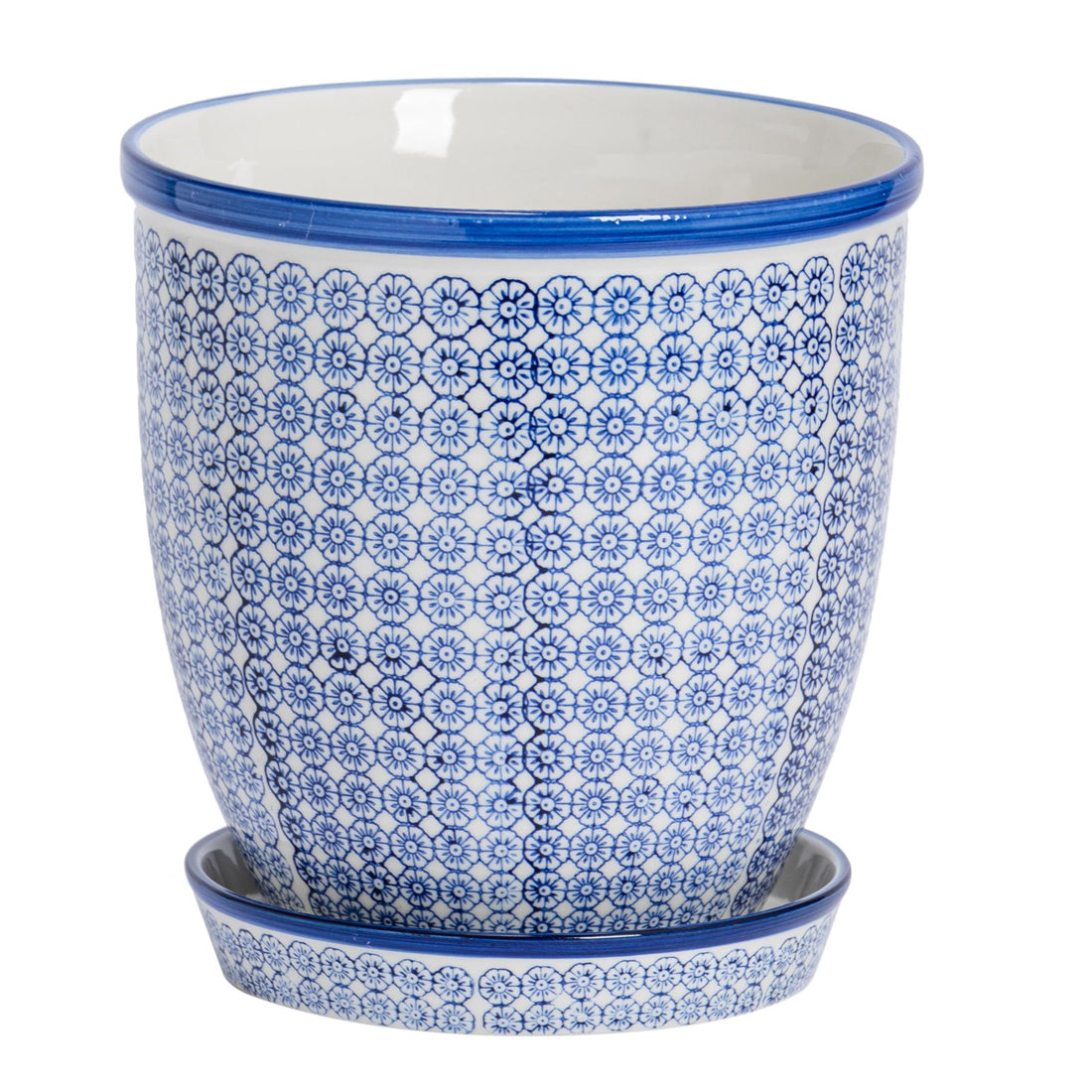 Nicola Spring Hand Printed Plant Pot - 20cm - Navy