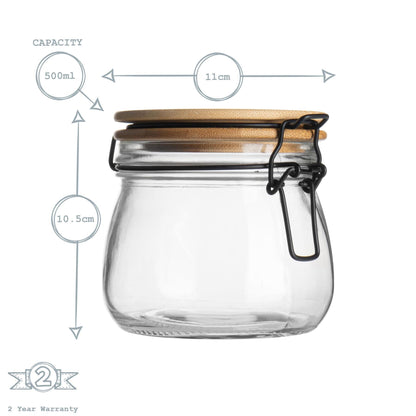 Storage Jar with Wooden Lid - 500ml - Black Seal