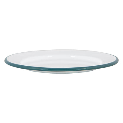 White Enamel Side Plate - 20cm - Green