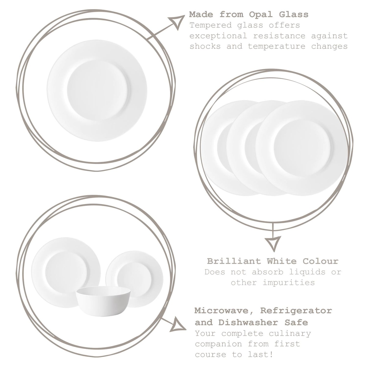 White 25cm Toledo Glass Dinner Plate